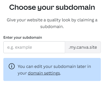 Choose your subdomain