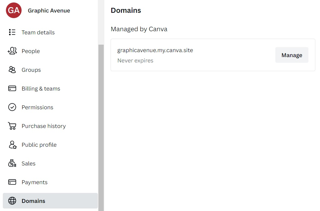 Domains managed by Canva