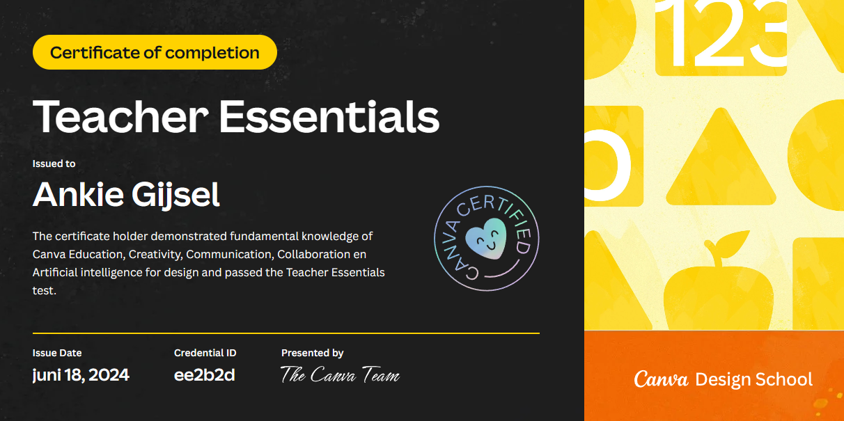 Teacher essentials Canva certificaat Teacher essentials Canva certificaat