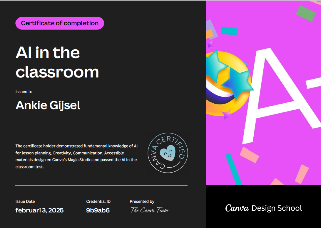 AI in the classroom certificaat AI in the classroom certificaat