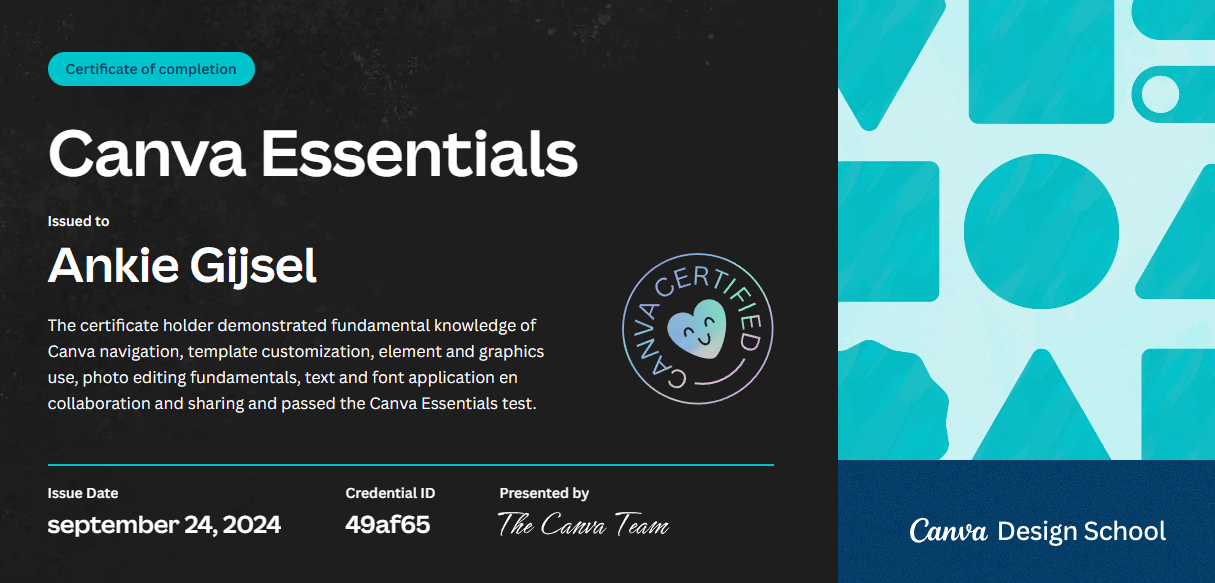 Canva Essentials Canva Essentials Certificaat